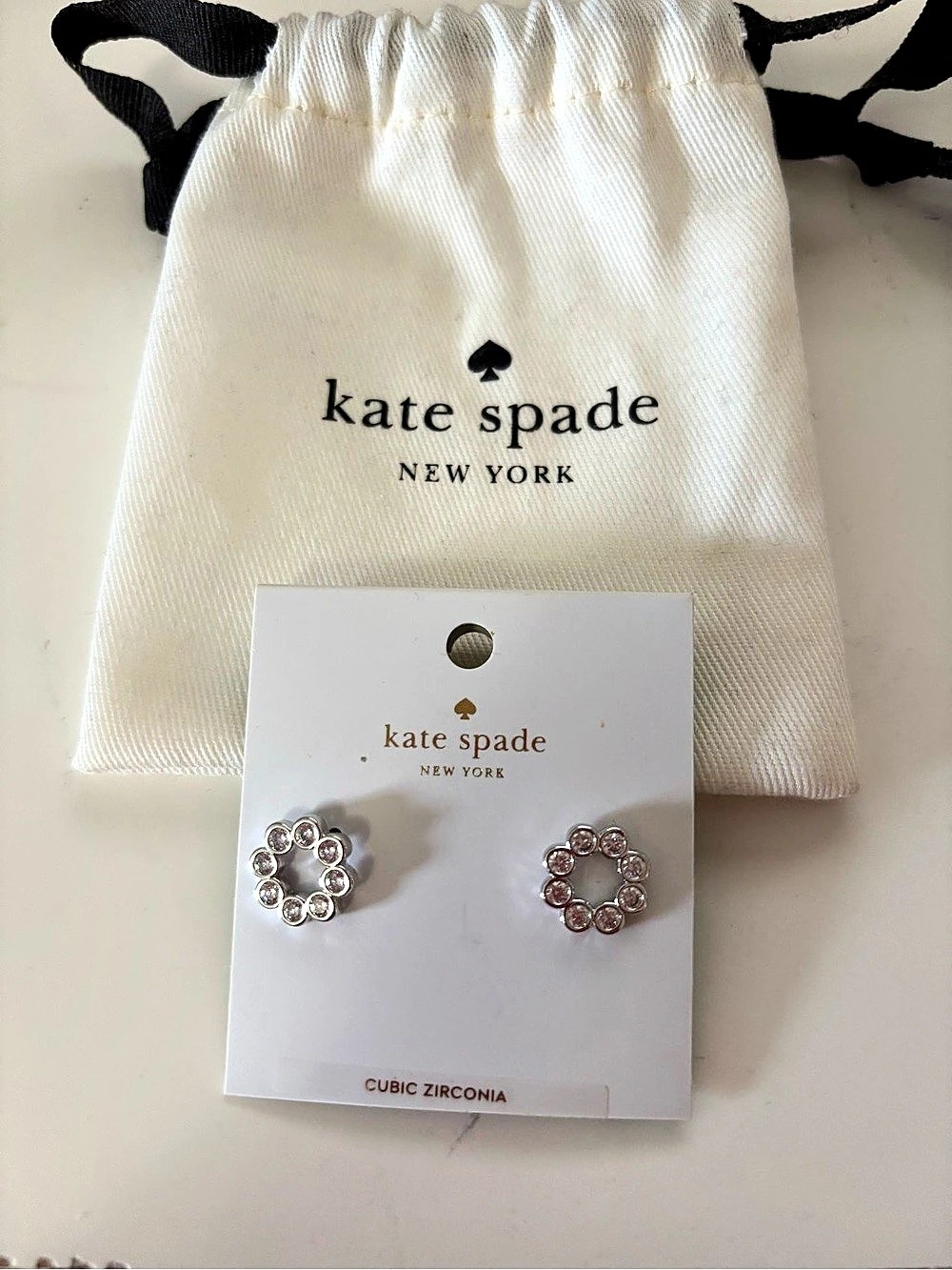 kate spade Cubic Zirconia Stud Earrings Silver NWT